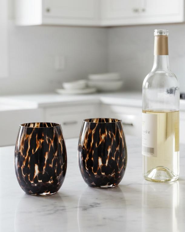 Brown Tortoise Print Tumbler Glasses - Set of Two