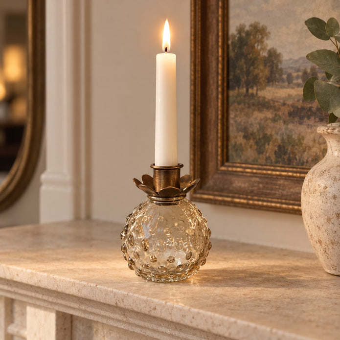 Rustic Flower Bottle Candle Holder Insert