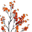 Artificial Autumnal Orange  Gypsophelia Stem, close-up of orange flower clusters on dark branching stems