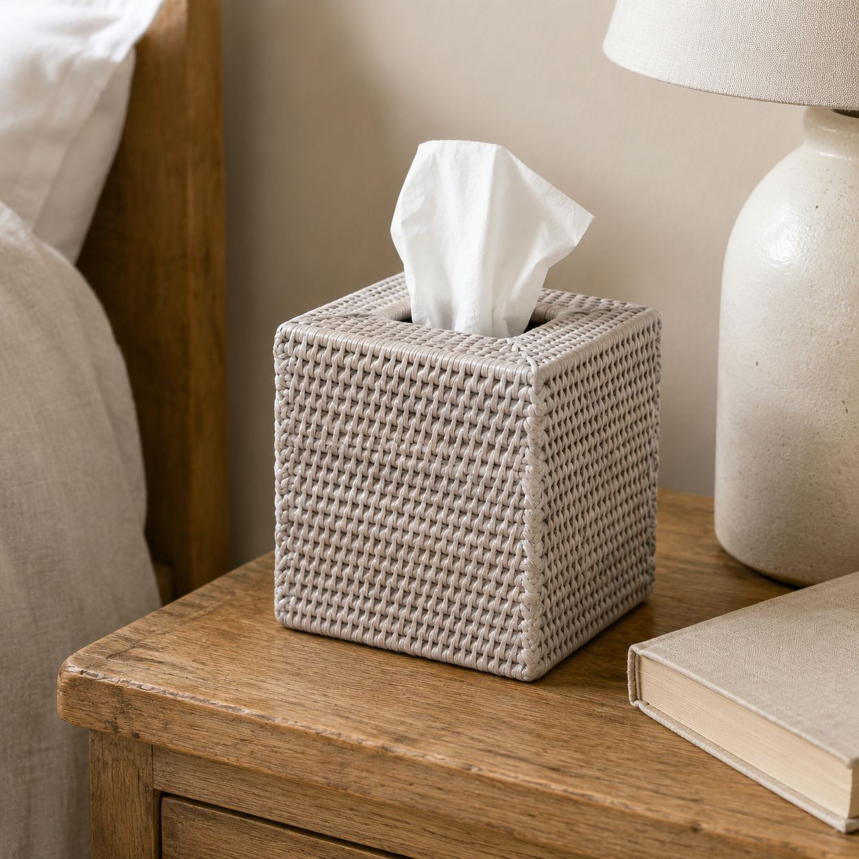 Rattan Square Tissue Box