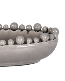 Oval Extra Large Grey Bobble Edged Bowl