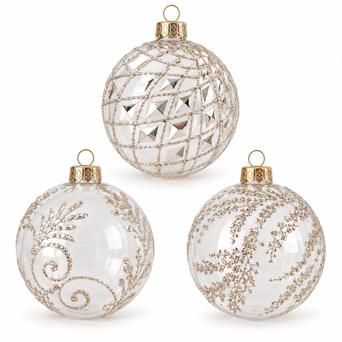 Shatterproof Acrylic Clear And Gold Sparkly Bauble
