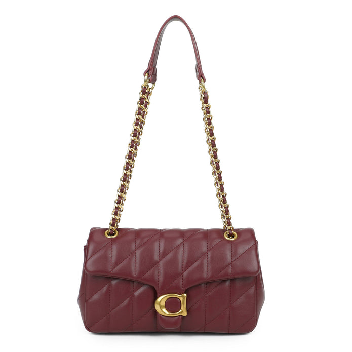 Quilted Chain Shoulder Bag with Flap Closure