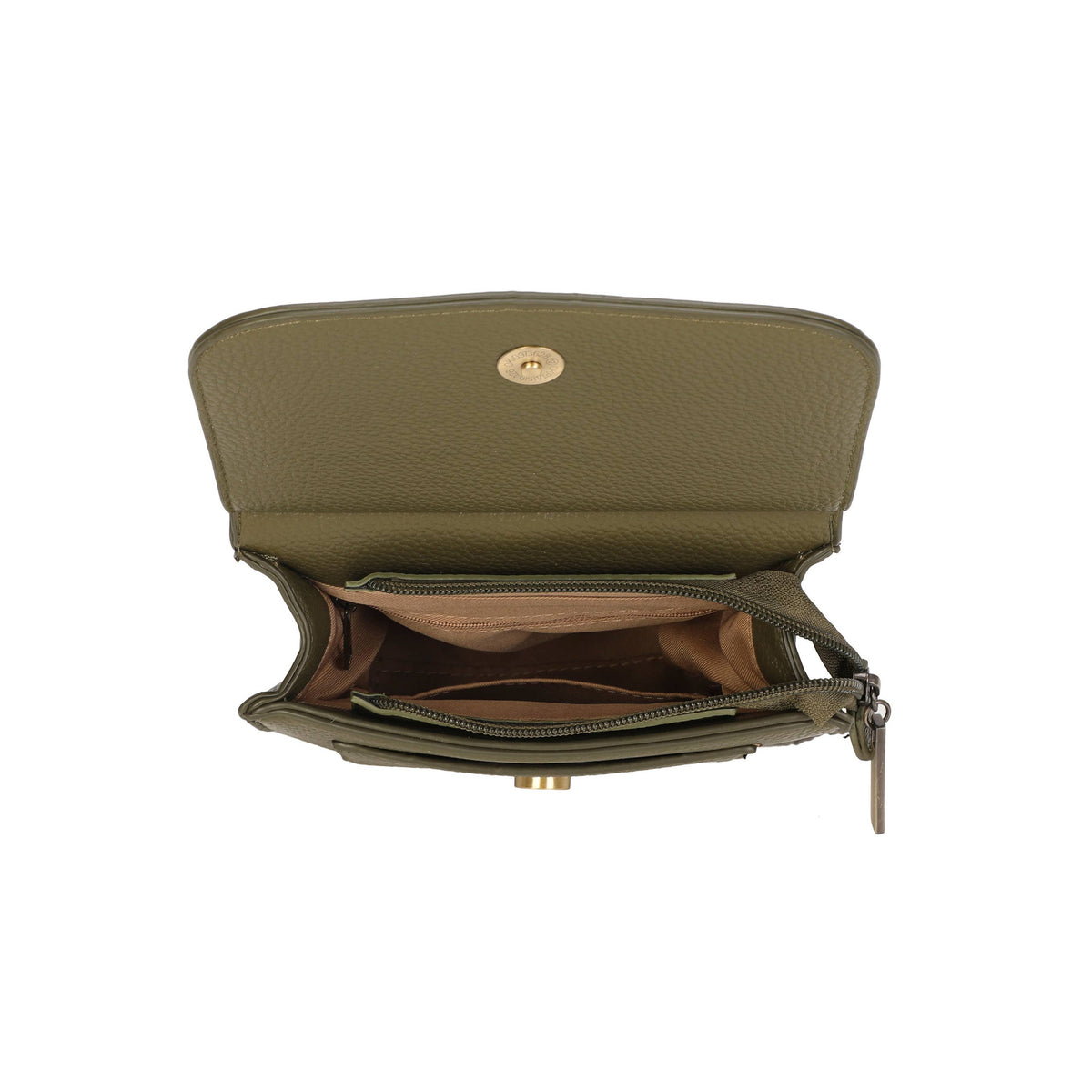 Chocolate brown Jamie Bags crossbody bag with wide strap and front pocket, stylish accessories for everyday wear.