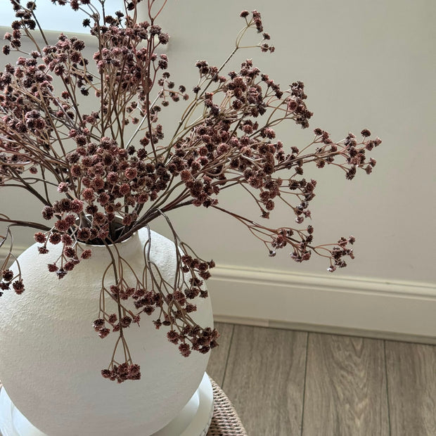 Artificial Brown Neutral Gypsophila Stem, brown branching flower stems in a white vase