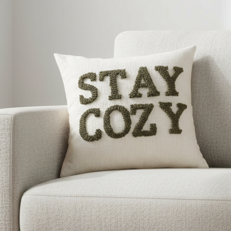 Stay Cozy Olive Green Cushion Cover