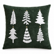 Green Embroidered Fluffy Christmas Tree Cushion Cover