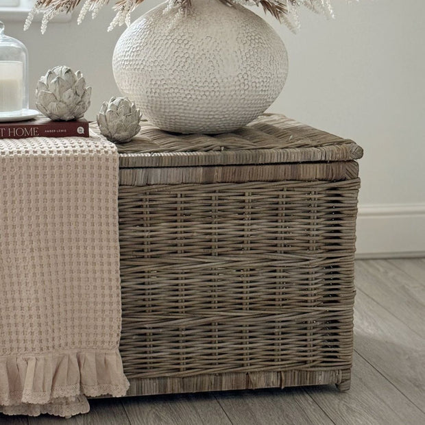 Natural Kubu rattan basket storage trunk by Pacific Lifestyle Ltd, handcrafted furniture with woven rattan design.
