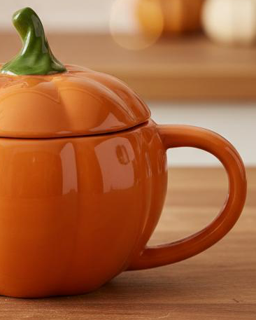 Orange Ceramic Pumpkin Mug With Lid