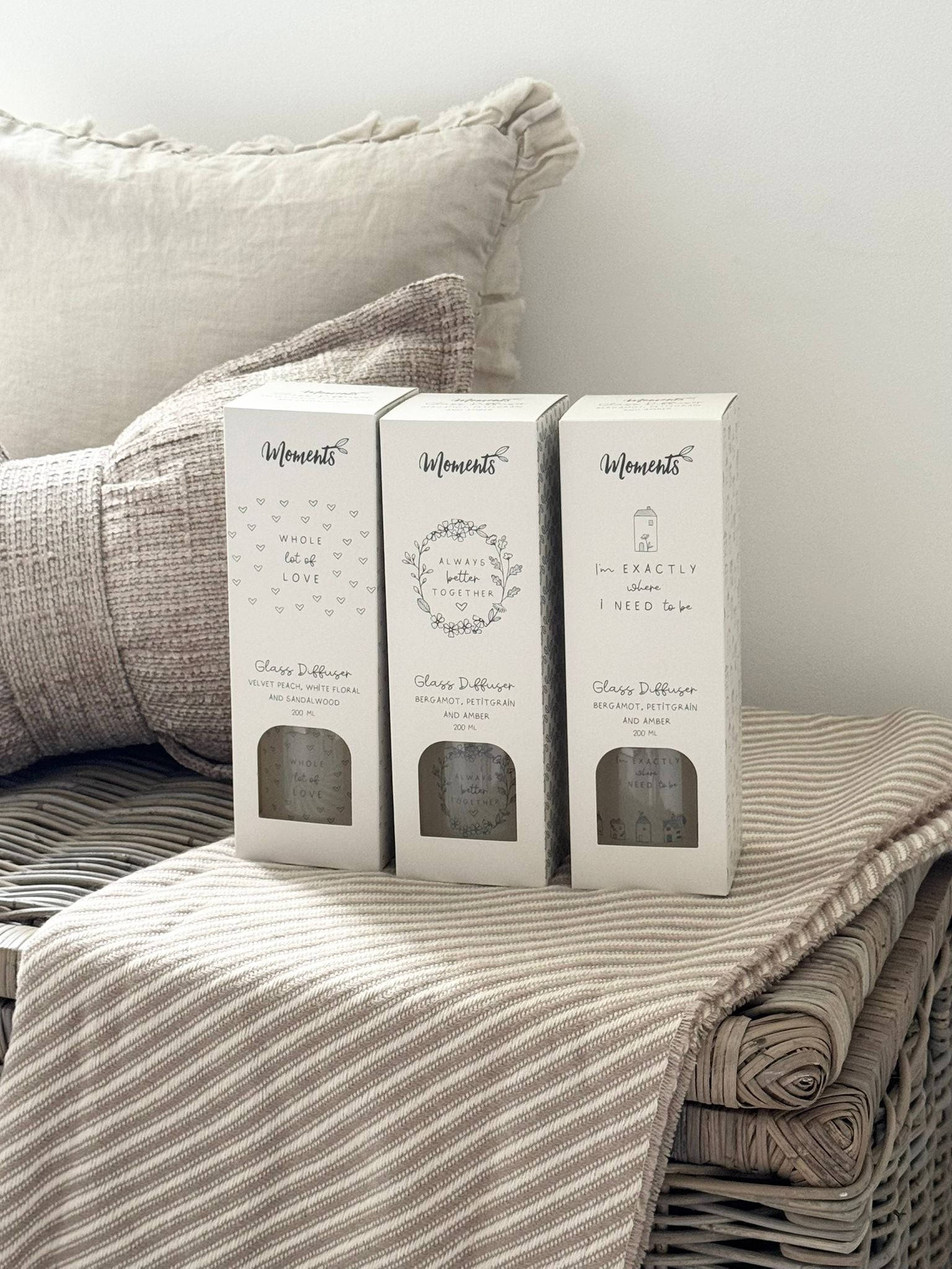 Beige Moments Clear Glass Reed Diffuser -  Hello Lovely
