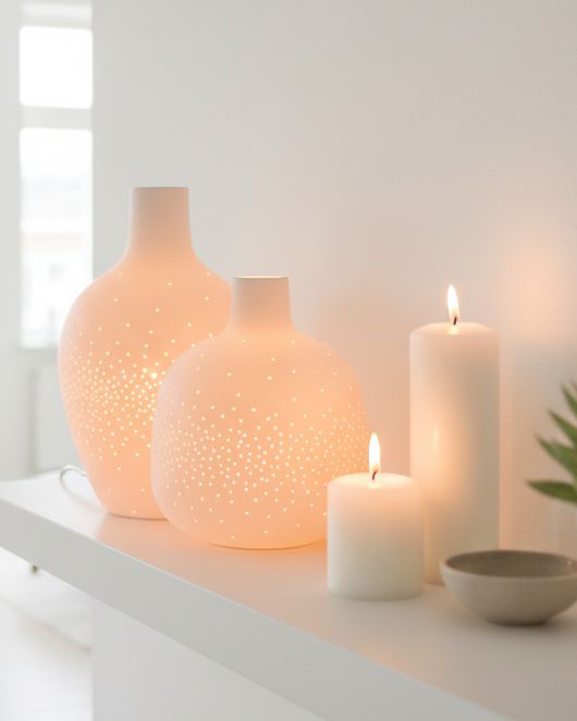 White Ceramic Loire Bottle LED Table Lamp