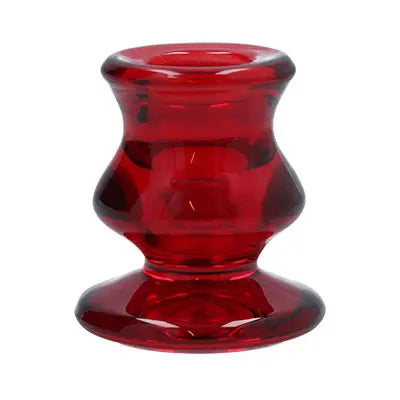 Red Glass Short Candlestick Gisela Graham