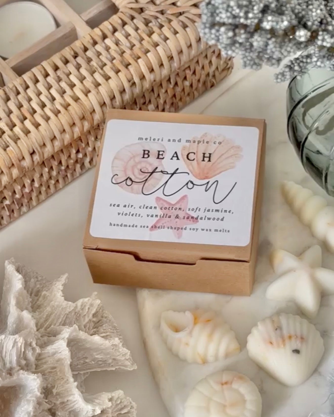 Scented Wax Melt Seashell Box - Beach Cotton