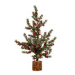 Frosted Winter Berry Tree On Wooden Block