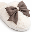 Slippers - Cream And Brown Bow
