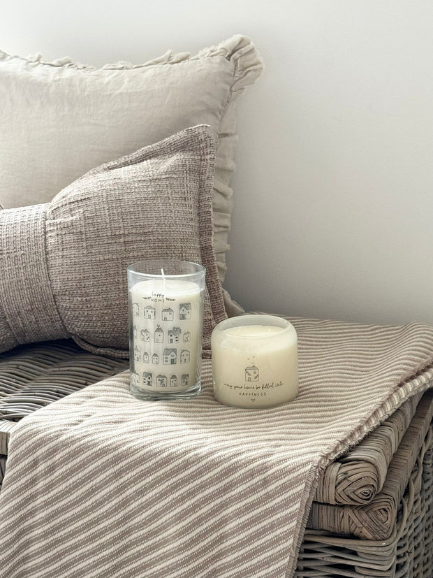 Beige Moments Double Wick Candle - Happy Home