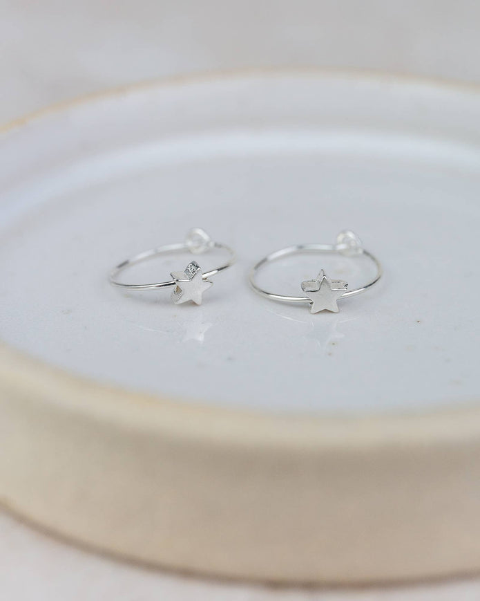 Sterling Silver Charm Hoop Earrings