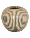 Hill Interiors Pallida textured beige striped vase with a modern design, featuring subtle vertical stripes and a smooth finish.