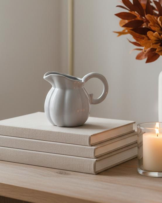 White Ceramic Pumpkin Jug