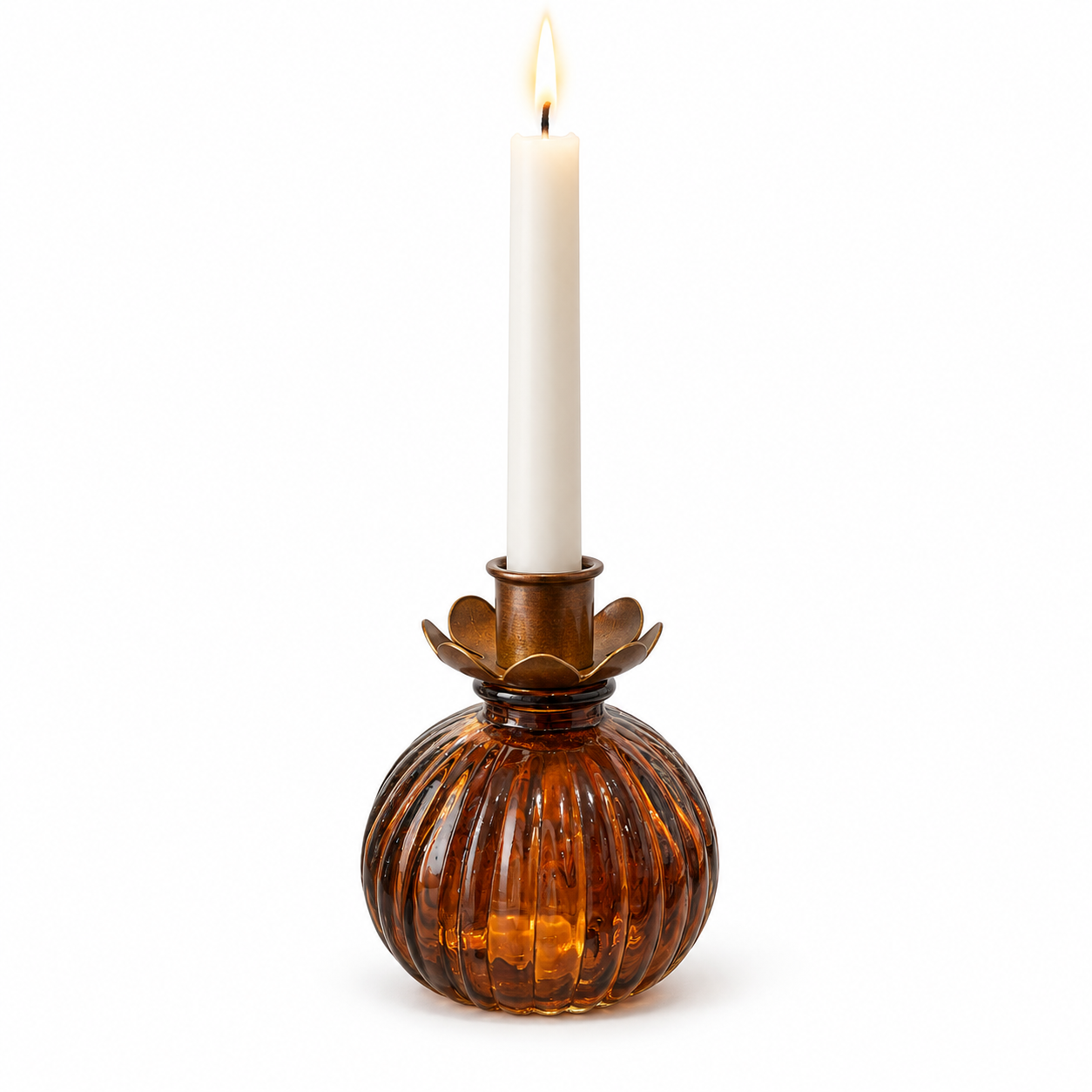 Round Glass Bud Vase - Amber