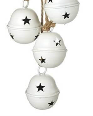 White Rustic Round Hanging Metal Bell Garland