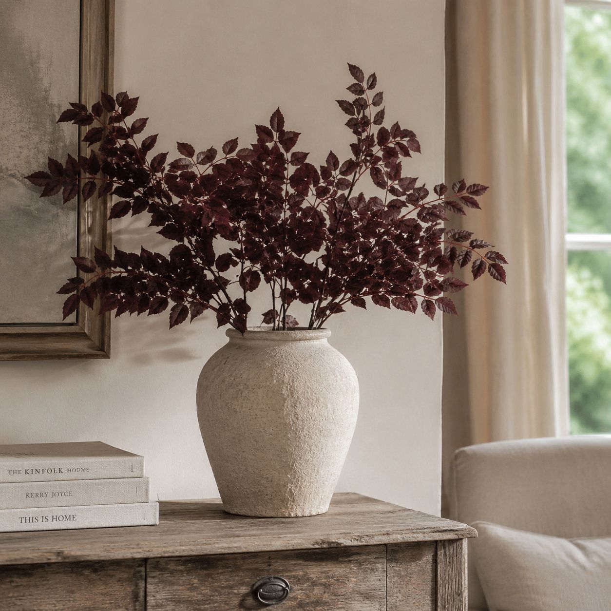 Artificial Burgundy Leaf Foliage Stem