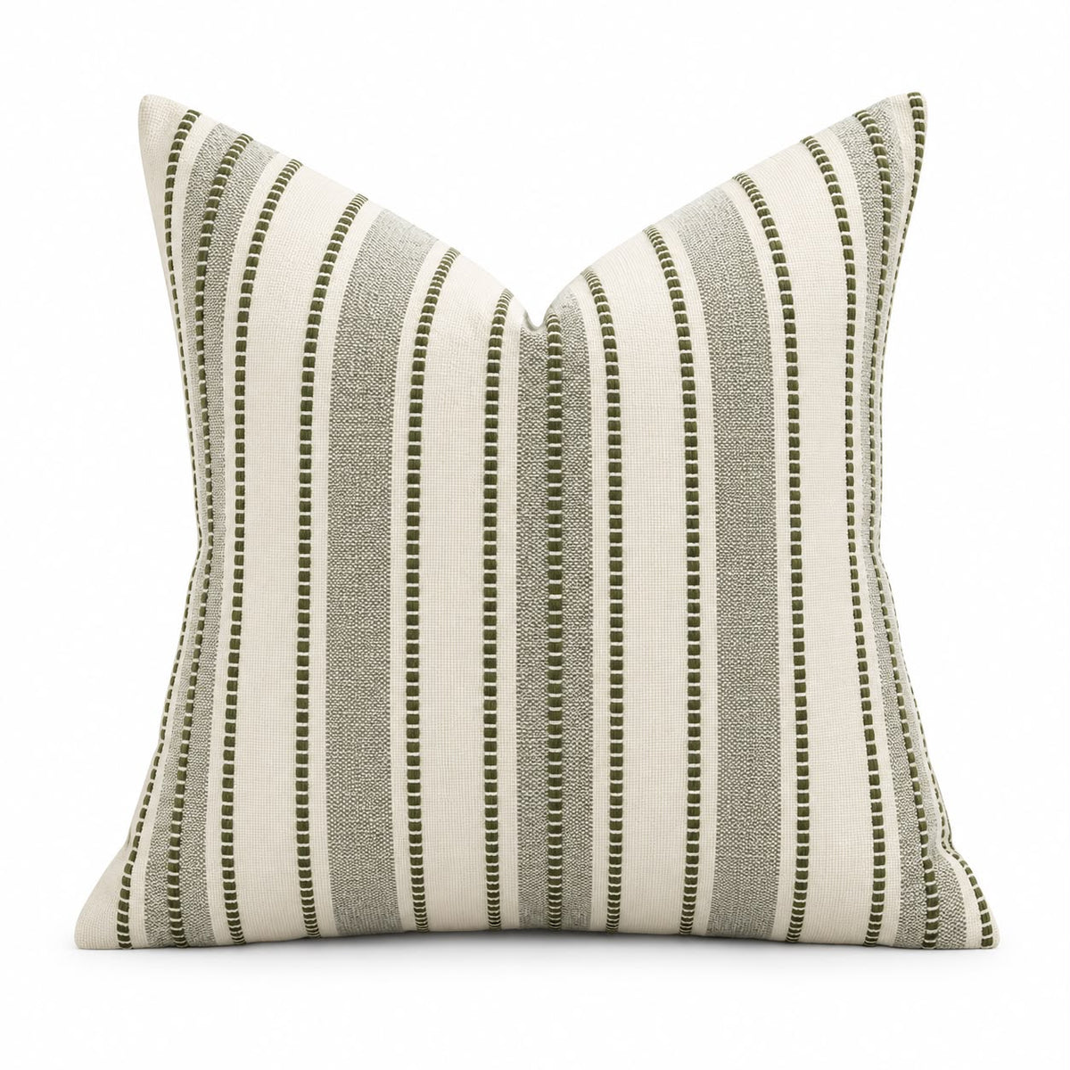 Olive Green Stitch Stripe Cushion Cover
