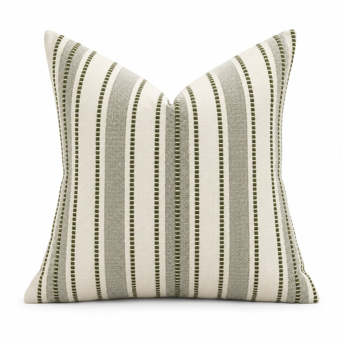 Olive Green Stitch Stripe Cushion Cover