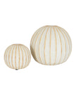 Decorative striped globe-shaped ball for home décor by Hill Interiors, featuring colorful stripes and a smooth surface.