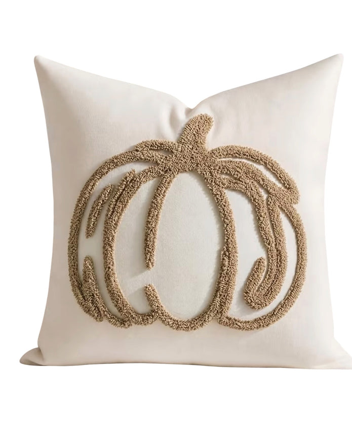 Beige Chenille Pumpkin Cushion Cover