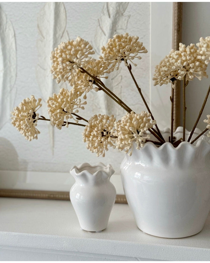 White Evelina small vase by Wikholmform, ceramic vase with a sleek, minimalist design and smooth finish.