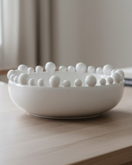 Extra Large White Bobble Edged Bowl