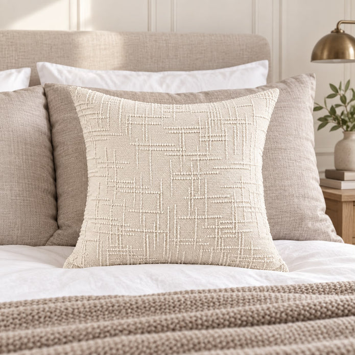 Cream Chenille Textured Cushion Cover