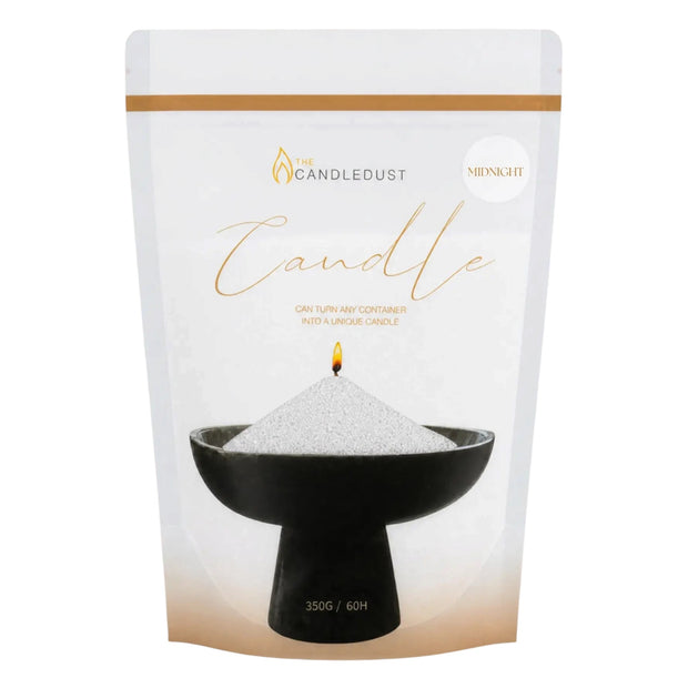 White Scented Candle Sand Kit – Midnight, white Midnight candle-sand pouch against white