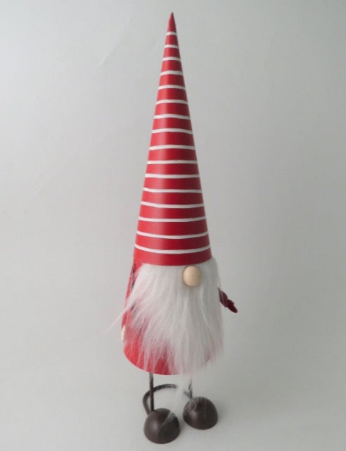 Red Tin Santa With Stripey Hat