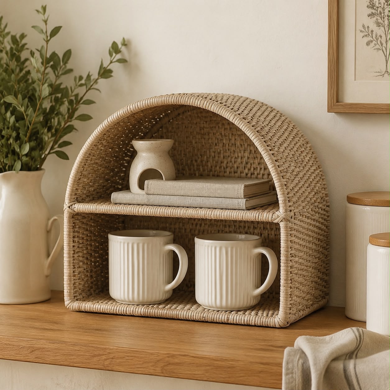 Wickham Rattan Arched Shaped Shelving Unit