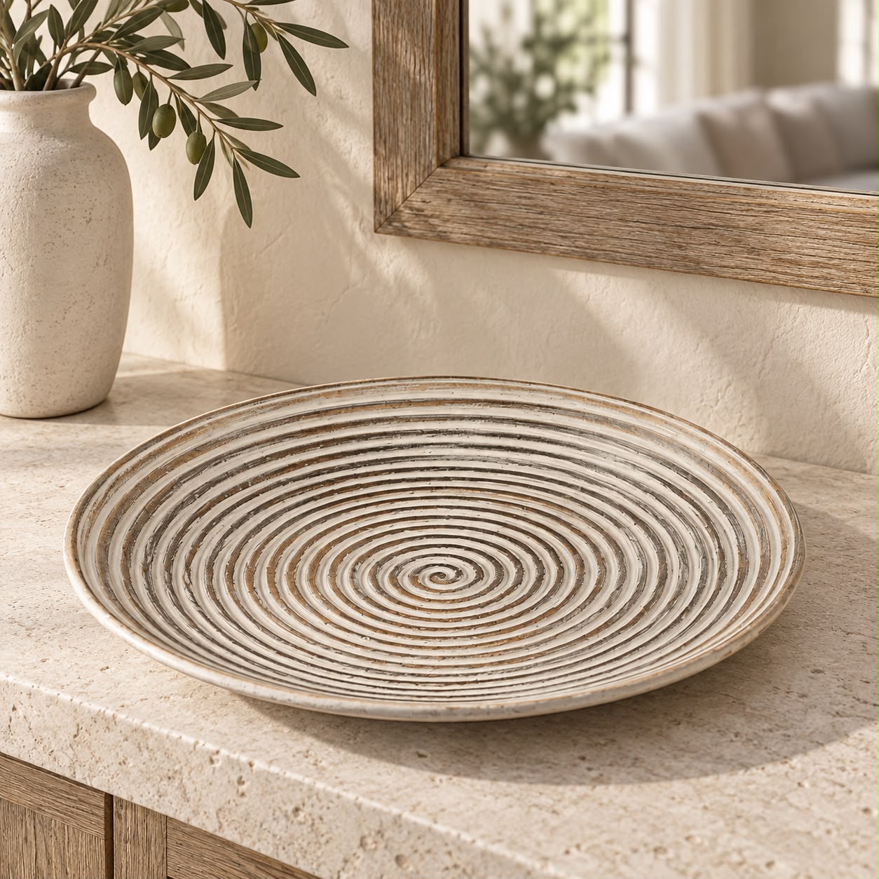 Swirl Effect Wooden Round Tray