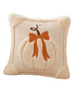 Beige Fluffy Pumpkin With Bow Cushion Cover