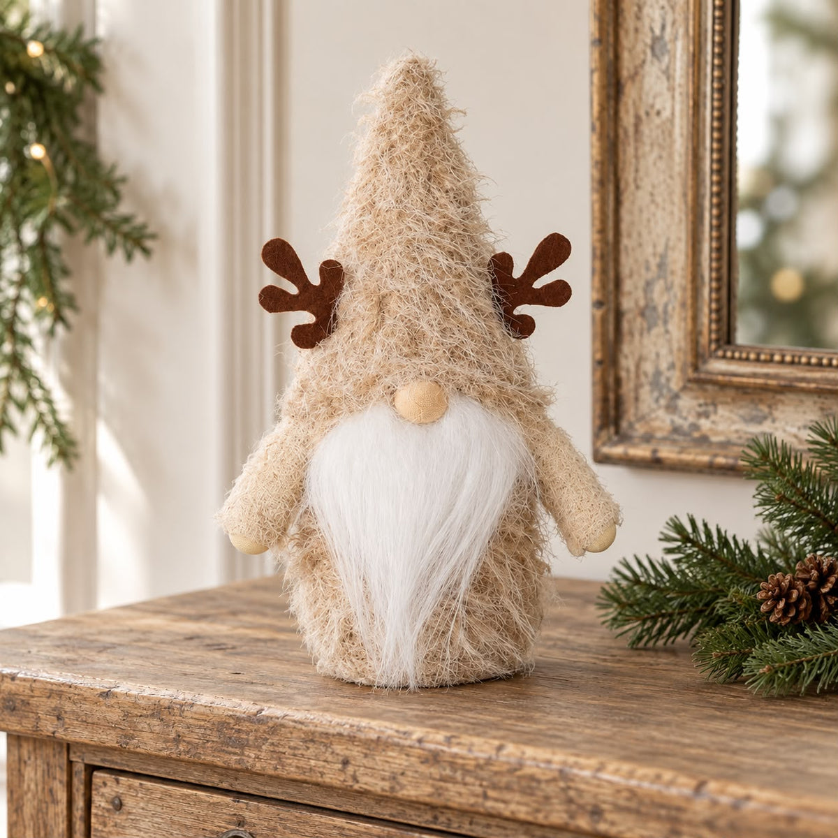 Cream & Brown Gonks With Antlers