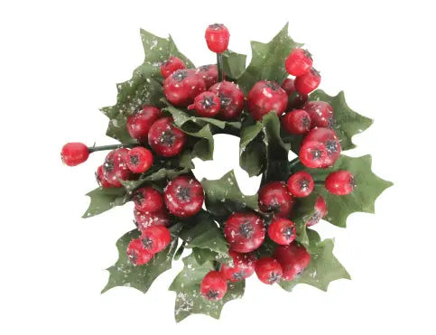 Snowy Cranberry Candle Ring Gisela Graham