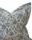 Navy blue print luxury cotton cushion cover by Ellenvale Trade, soft furnishings with elegant design and comfortable fabric.