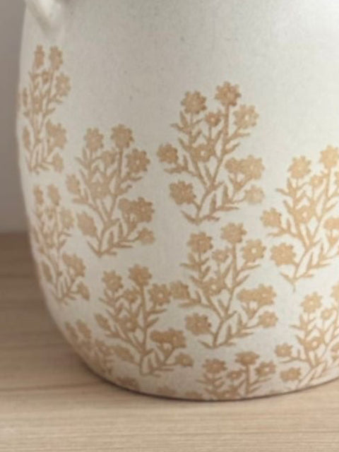 Large white Gainsborough Giftware vase with floral pattern and wide opening, ideal for displaying flowers or as home decor.