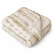 Cream Luxury Faux Fur Blanket Throw, folded cream faux fur throw showing its smooth reverse on white