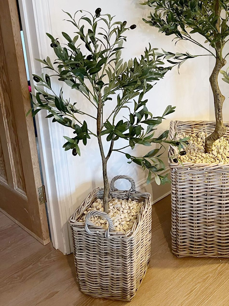 Small artificial faux olive tree from Hill Interiors, Calabria style, with realistic green leaves and a sturdy pot for home decor.