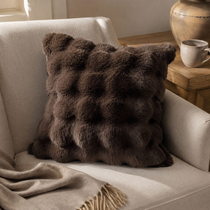 Chocolate Brown Luxury Faux Fur Cushion