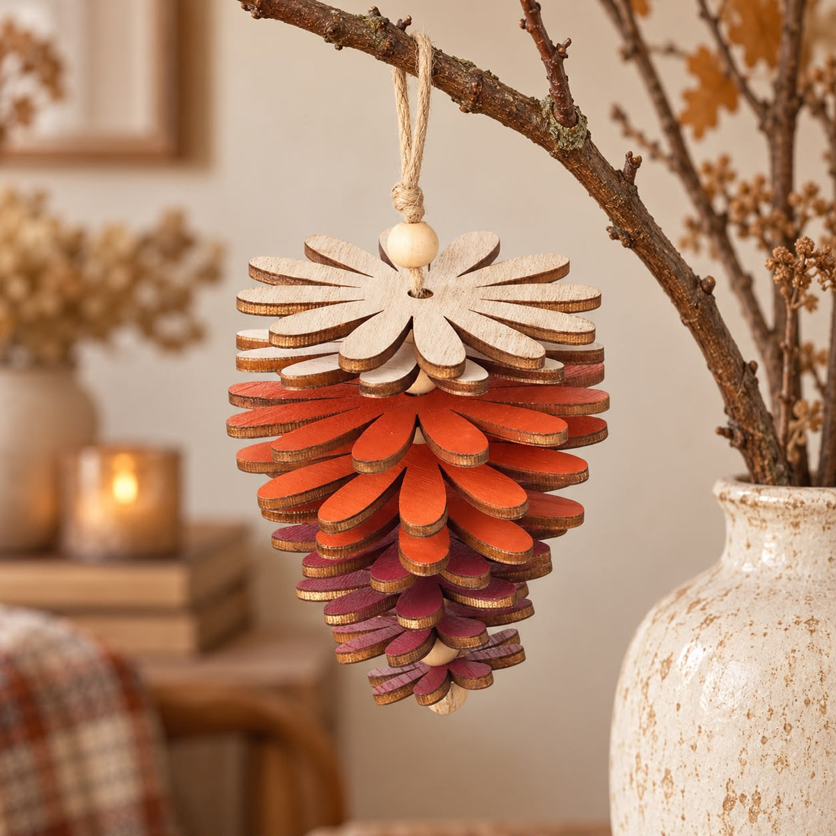 Hanging Wooden Acorn Decoration – product view 4