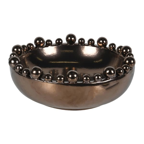 Round Extra Large Brown Bronze Bobble Edged Bowl