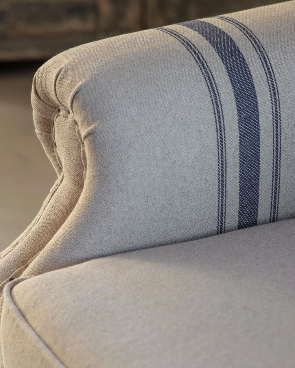 Monroe Blue Striped Large Armchair