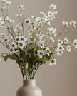 Artificial white daisy flower stem from Starlight Express, realistic faux plant with detailed white petals and green stem.