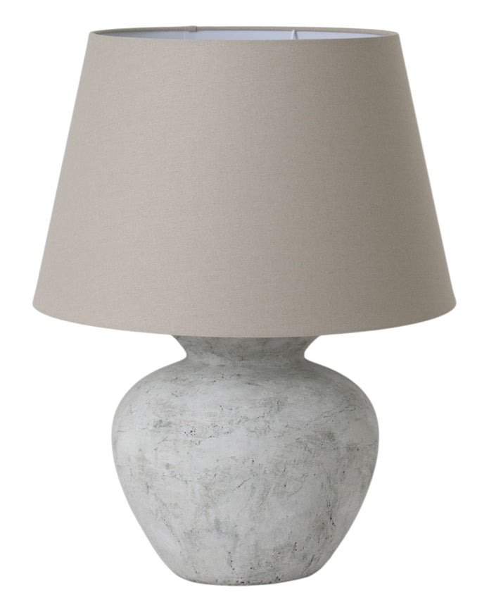 Hill Interiors Darcy Natural Stone Round Lamp, elegant lighting fixture with a smooth stone finish and round design for stylish illumination.